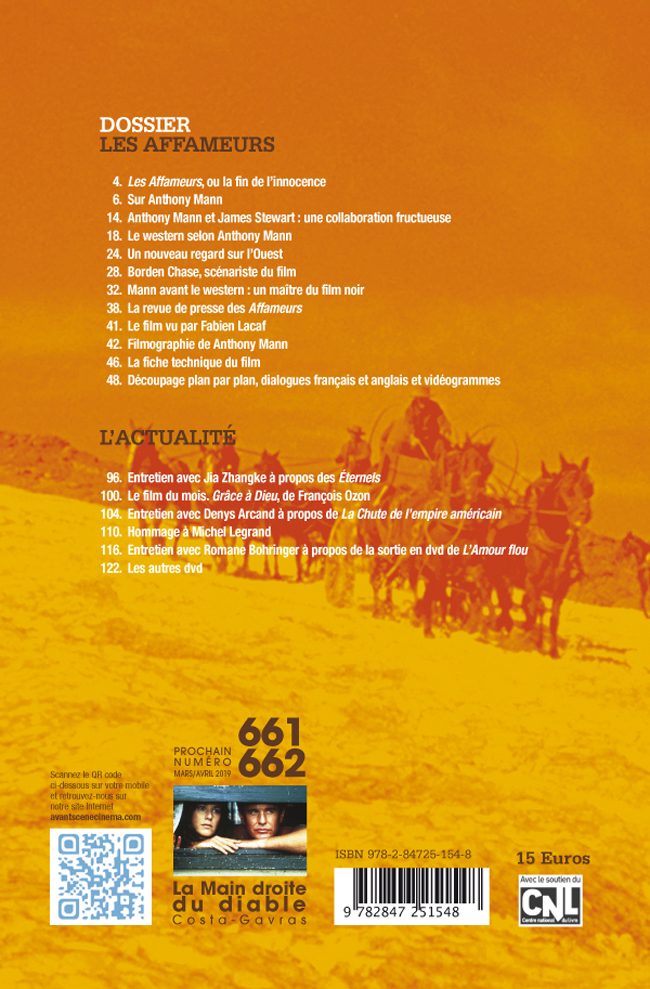 4ème de couverture Avant-Scène Cinéma numéro 660 à propos de Les Affameurs d'Anthony Mann